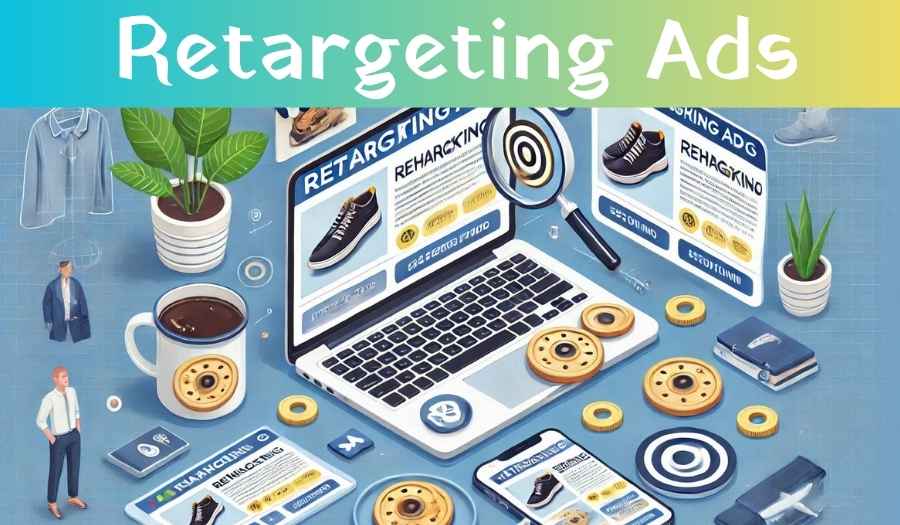 A diagram explaining how retargeting ads work to boost sales and conversions.

